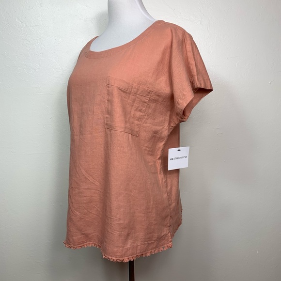 Liz Claiborne Linen Top Flax LagenLook Raw Hem - Picture 6 of 16